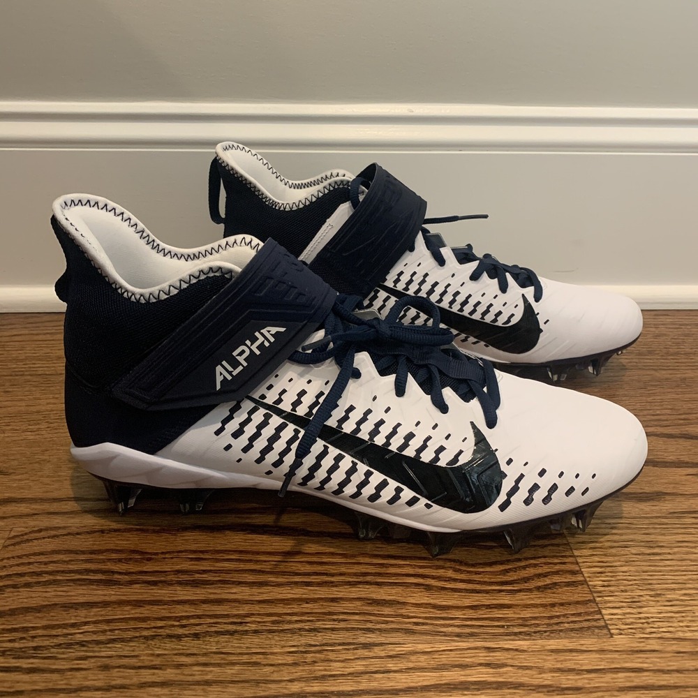 Nike Alpha Menace Pro 2 Mid White Navy Football Cleats Men's 14 BV3945-102